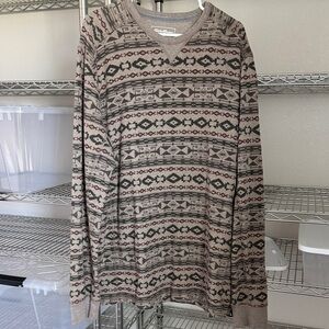 Eddie Bauer Brown Patterned Casual Button Down Shirt